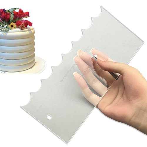 CakeSafe CLEAR ACRYLIC Mandy 8 Inch Cake Decorating Comb, Doubles As Icing Smoother, And Scraper Unique Cake Comb For Decoration, Frosting And Buttercream Tools - size: 8 Inch
