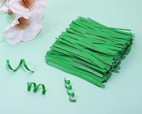 ONLYKXY 500pcs Kraft Paper Twist Ties Plant Ties 4inch Reusable Bread Twist Ties cake pop ties Cable Ties Candy Ties for Bags (Green) - color: Green