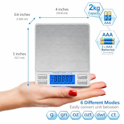 Smart Weigh Gold & Jewelry Scale, 2000g x 0.1g, Backlit LCD Pocket Design - size: 2000 Grams