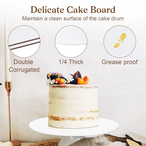 12 PCS Cake Boards 12 Inch Round, 12 Inch Cake Drums, 1/4" Thick Cake Drum, Cake Board Food Grade Cake Base, White Cake Cardboard Circles Bases para Pasteles for Wedding & Party & Pizza Desserts - size: 12 Inch