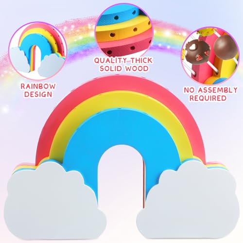 DoubleFill Rainbow Cake Pop Stand, 26 Holes Wooden Display Holder
