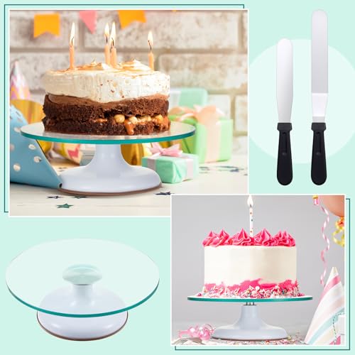 Willinglong 6 Pcs 12 Inch Glass Cake Turntable for Decorating Rotating