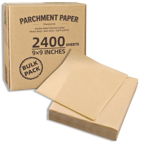 2400 Sheets 9x9" Unbleached Bulk Value Pack Square Parchment Paper - color: Brown, size: 9×9 - 2400 Sheets