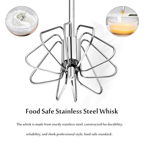 Stainless Steel Semi-Automatic Egg Whisk Set, 2PCS Hand Push Rotary Manual Mixer for Cooking, Whisking, Beating and Stirring (10&12 Inch) - color: Green (10&12in)