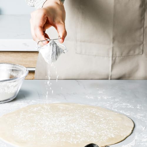 Cabilock Stainless Steel Flour Sieve Handheld Mesh Flour Sifter for Baking Powdered Sugar Cocoa Almond Powder Fine Mesh Strainer for Kitchen Sifting Tool - size: 23x6cm