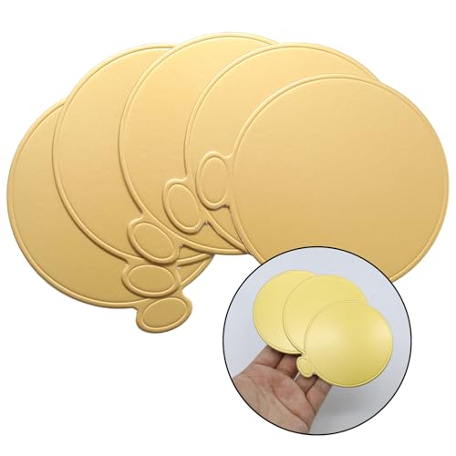 9cm/3.54inch 100Pcs Round Golden Mini Cake Board, Mousse Base Paper Plates Dessert Boards, Durable Circle Dessert Boards for Baking Parties/Cake Enthusiast - size: 9cm/3.54inch Round