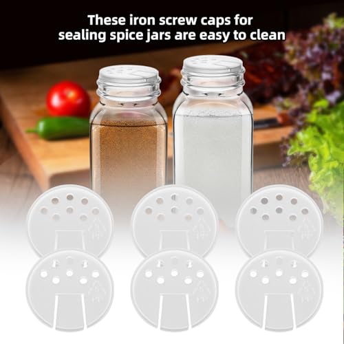 10Pcs Plastic Adapters for 4oz Glass Spice Jars,White Spice Caps -Special 2-in-1 shaker lid for jars Pour and Shake style with seal (10)
