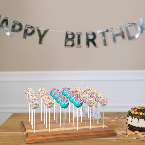 Cake Pop Stand for Drying 24 Holes Lollipop Display Stand Holder - color: Brown