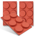 homEdge 6-Cavity Disc Shape Silicone Mold, 3 Packs Disc Cake, Gustard, Resin Coaster, Tart, Handmade Soap Molds-Brown