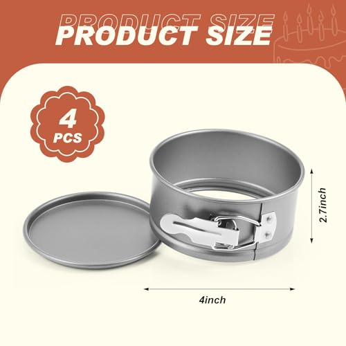 4 Pcs 4 Inch Nonstick Springform Cheesecake Pan with Removable Bottom Gray - color: Gray, size: 4 Inch