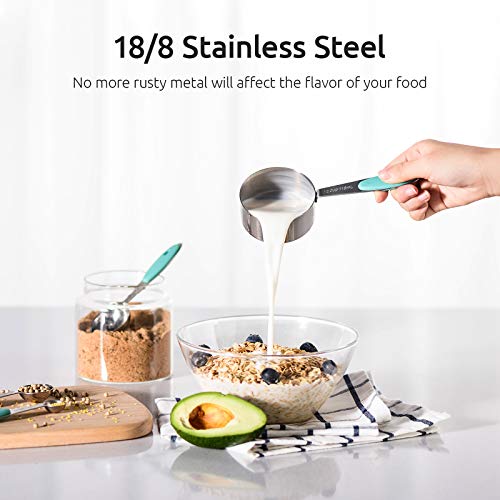 U-Taste Measuring Cups Spoons Set, 18/8 Stainless Steel, 10Pcs, Aqua Sky - color: Aqua Sky