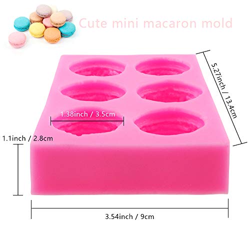 Meiyouju 6-Cavity Macaroon Silicone Mold - Macarons Hamburger Mold for Chocolate, Icing, Cake Decoration, Polymer Clay, Soap, Epoxy