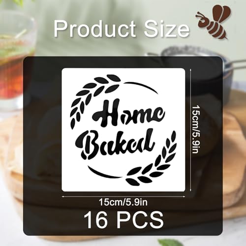16 PCS Sourdough Bread Stencils for Baking 5.9 X 5.9 Inch Artisan Baking Tool Set Reusable Templates for Cookie, Cake and Pie Decorating 16 Styles