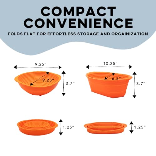 Cultures for Health Silicone Banneton Bread Proofing Basket | Complete Non-Stick Set of Two | 9-Inch Round & 10-Inch Oval Sourdough Proofing Basket | Ideal for Sourdough and Bread Baking Easy to Clean
