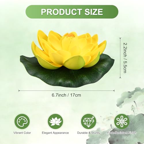 M METERXITY 1-Set Artificial Floating Foam Lotus Flower 7 inch, Yellow - color: Yellow, size: 6.7 Inch