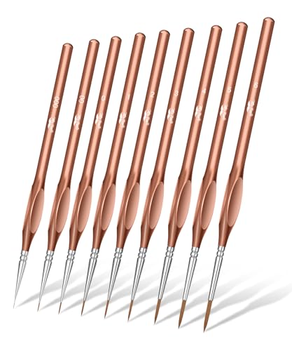 Mr. Pen- Detail Paint Brushes Set, 9 pcs, Rose Gold - color: Rose Gold