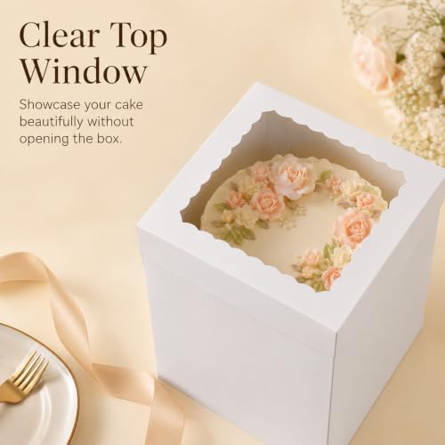 JCD Heavy-Duty 8x8x10inch Corrugated Cake Boxes Fits 6in Double Layer Cakes - size: 8*8*10inch/5pcs