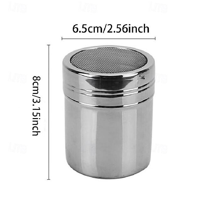 Powdered Sugar Shaker Duster Stainless Steel Dusting Powder Container Fine Mesh Shaker Powder Cans with Lid Flour Dispenser(M) - size: M