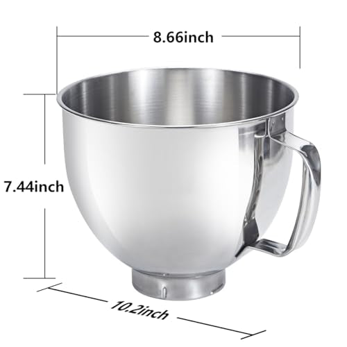 Stainless Steel Mixing Bowls for KitchenAid Stand Mixers - 304 Food-Grade Baking Accessories for Dough & Whipping Cream (4.5&5 Quart) - size: 4.5&5 Quart