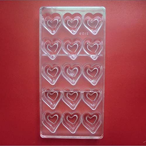 Grainrain Plastic Chocolate Molds Valentine's Day Heart Candy Molds Plastic Polycarbonate Chocolate Molds Clear Hard DIY Pastry Baking Tool (S5-19381) - color: S5-19381