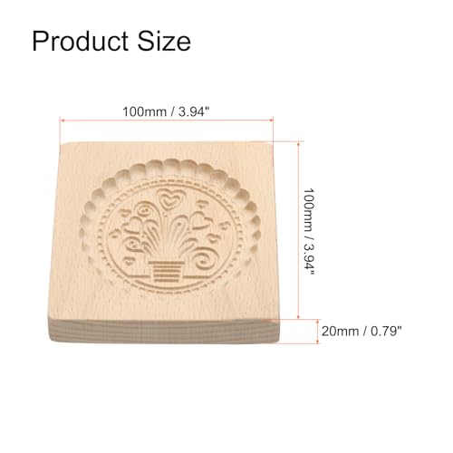 HARFINGTON Wooden Cookie Mould - 3.94" x 3.94" Biscuit Press Stamp Flowerpot Carved Baking Tool - style: Flowerpot