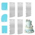 5PCS 9 Inch Cake Scraper Set Stainless Steel Smoother Comb Double Sides