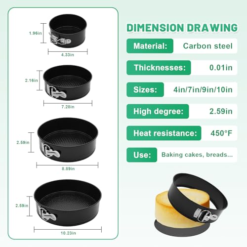 Springform Cake Pan Set,Non-Stick Springform Pans Set of 4 - color: Black4