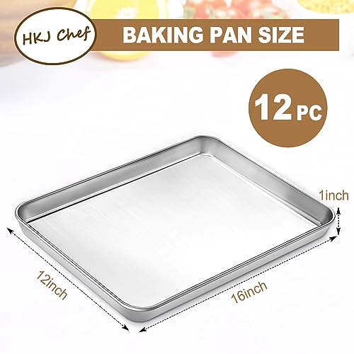 Baking Sheet Pan Set of 12, Stainless Steel Cookie Sheet for Baking