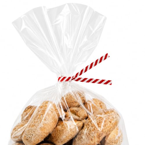 5 Inch Red & White Striped Twist Ties - 2000 Count | Paper Coated Wire Bag Ties | Bread Bags, Bakery, Candy, Coffee & Food Packaging | Dispenser Box | Bits N Things - color: Red & White Stripped, size: 5 Inch - 2000 Count
