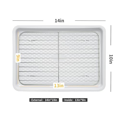 Nonstick Ceramic Baking Sheet with Rack, 2-Pack 13x9 Quarter Sheet Pan,(External 10x14), Non-Toxic PTFE & PFOA Free Warp-Free Oven Safe 550°F Dishwasher Safe, Aluminized Steel, Gray Yellow - size: 2-Pack Small 9" x 13"