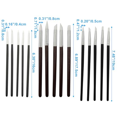 15 Pcs Silicone Paint Brushes Set, Black Barrel-White Tip