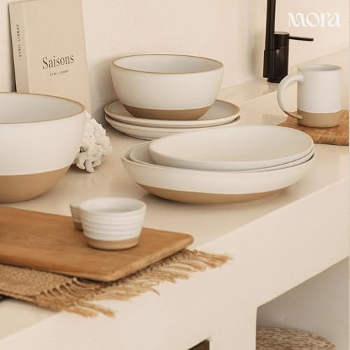 Mora Micro Ramekins Set of 4, 6oz Ceramic Pottery Baking Dishes - Microwave, Oven and Dishwasher Safe - Oat - color: Oat, size: Micro