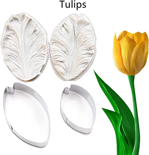 8set Gum Paste Flower Molds and Fondant Cutters Sugar Craft Tools