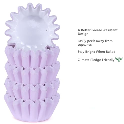 Caperci Heavy Duty Purple Mini Cupcake Liners Small Muffin Cups for Baking - color: Orchid Bloom