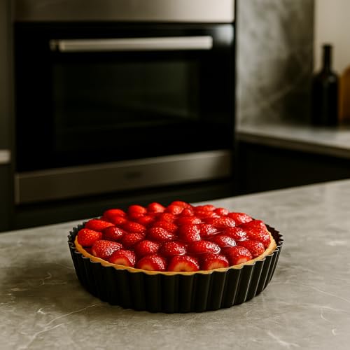 Set of 3 Deep Dish Pie Pan with Removable Bottom - Fluted Carbon Steel Tart Pan for Quiche Lorraine & Pies - Crispy Crust Baking Dish for Home Bakers - 7.87, 9.44 and 11 inches - size: Set 3