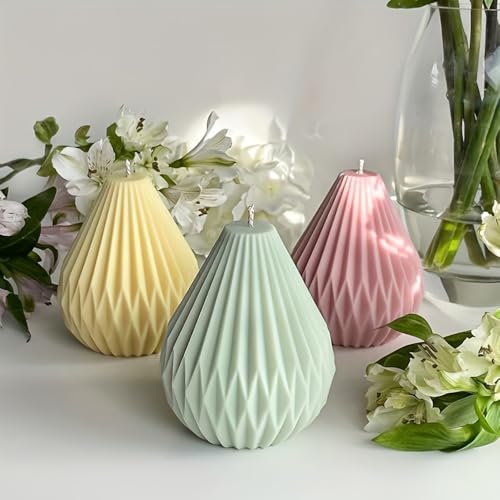 Silicone Candle Molds, 3D Pear Shape Scented Candle Mold, Classic Geometric Design, Colorless, BPA Free, Silicone Molds for Candle Making, DIY, Resin, Wax, Soap, Clay, Chocolate Etc - color: Pear Form