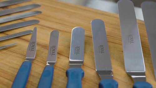 Loyal Bakeware Frosting Icing Spatula with Blue Plastic Handle and 6 Inch Offset Angled Blade - size: 6 Inch Angled