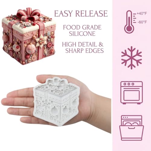 Christmas Gift Box Silicone Mold Present Box Fondant Mold - color: Style R