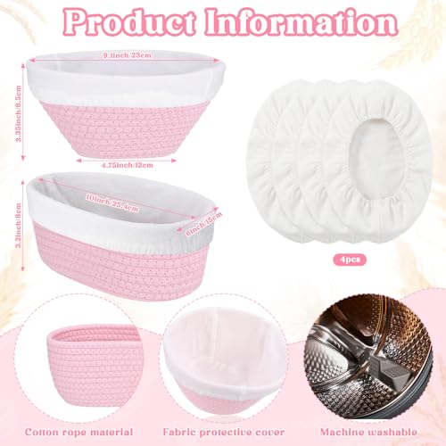 2 Pcs Banneton Bread Proofing Basket with Liners, Pink - color: Pink