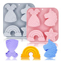 2 Pack Unicorn Molds Silicone 4 Cavity 3D Big Cartoon Themed Baking Mould Tray with Mermaid Rainbow Star for Baby Shower Birthday Party Chocolate Cake Mousse Pastry Soap Crayons Cupcake Topper - style: 4 Cavity Big Unicorn Molds