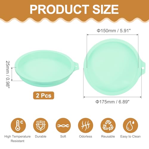 uxcell 2Pcs 7" Air Fryer Egg Pan Easy Release Ramekins Reusable, Green - color: Green, size: 7 Inch