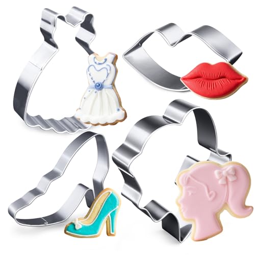 4pcs Princess Cookie Cutter Set, Food Grade Stainless Steel Shapes - color: Princess