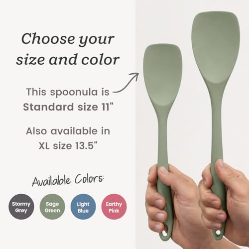 StarPack Silicone Spoonula The All-Rounder 11 Inch - LFGB Spoon Spatula, 600°F Heat Resistant, BPA-Free - One-Piece Seamless, Dishwasher Safe - for Nonstick Cookware, Sage Green - color: Sage Green, size: Standard 11"