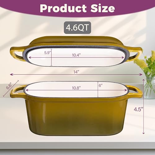 4.6-Quart Oval Dutch Oven for Bread Baking - color: Olive