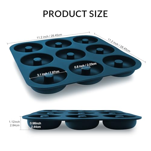 Large Silicone Donut Pan for Baking,9 Cavity Non-Stick Food Molds - color: Navy Blue