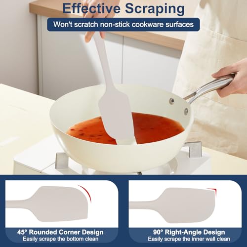 4 Pcs Silicone Spatula Set, 11.4 In, 600°F Heat Resistant (Khaki) - color: Khaki
