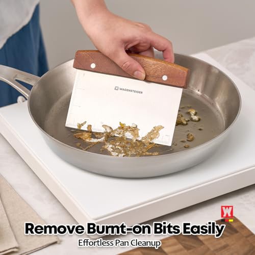 Stainless Steel Dough Scraper with Wooden Handle | Bench Scraper for Bread & Pizza Dough, Pastry Cutter, Chopper | Heavy-Duty Baking Tool for Kitchen Prep, Griddle Cleaning & Pastry Making