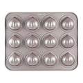 CHEFMADE Muffin Cake pan, 12-Cavity Non-Stick Chestnut-Shaped Bakeware for Oven Baking (Champagne Gold) - size: Chestnut 12 Cups