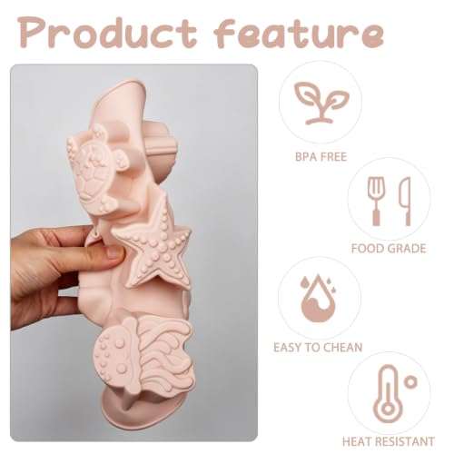 Marine Theme Silicone Mold, Ocean Life Mold for Chocolate Candy Baking - color: Pink-XY078