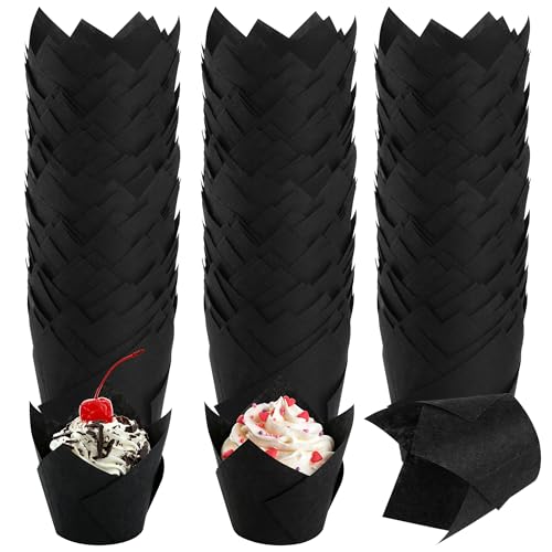 Ruisita 150 Pcs Black Mini Cupcake Liners Muffin Liners Baking Cups - color: Black